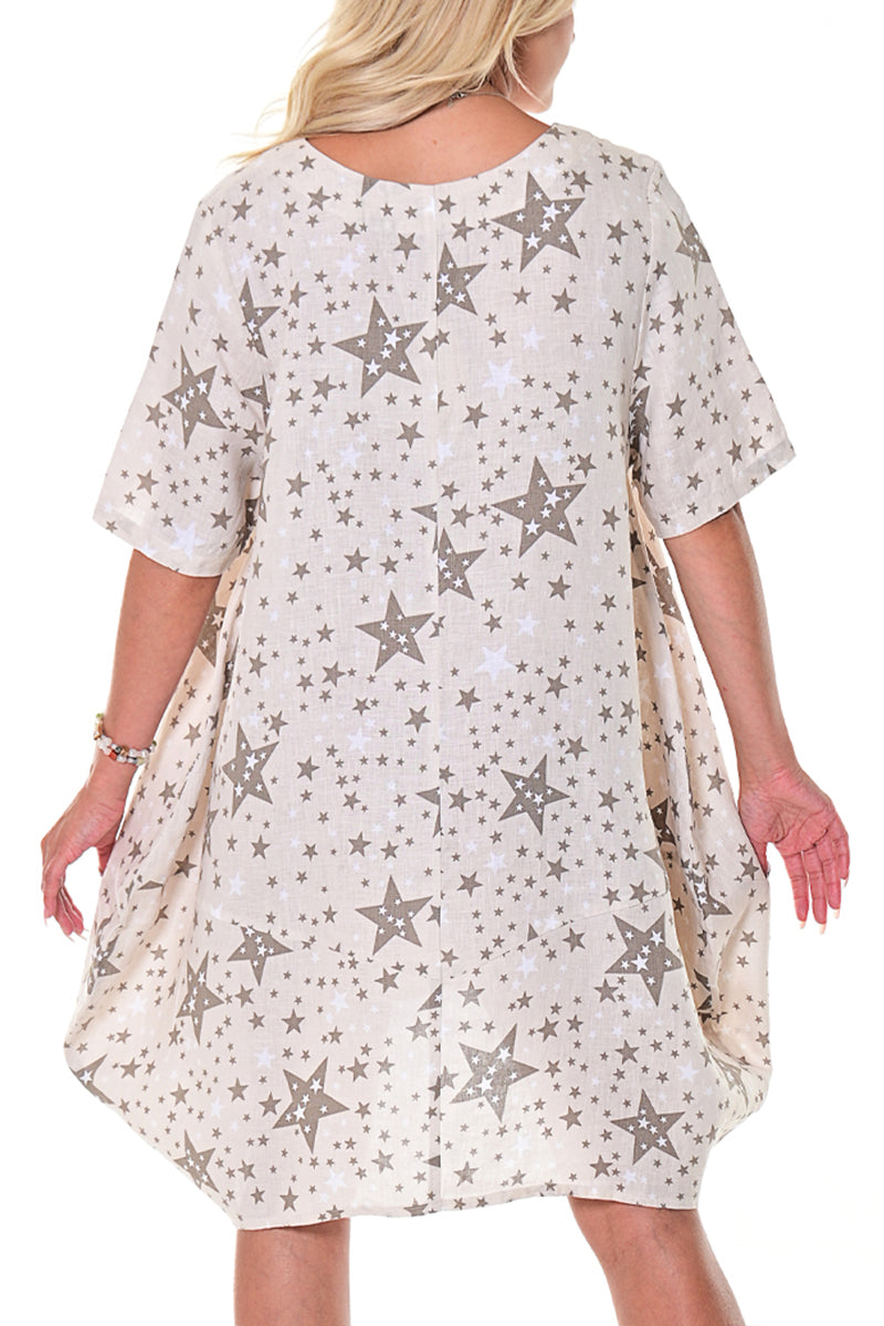 Ladies Linen Loose Fit Dress Short Length Matchbook Pockets by AZUCAR NATURAL STAR- Color Options - LLWD105 - 6 PCS/PRE-PACK