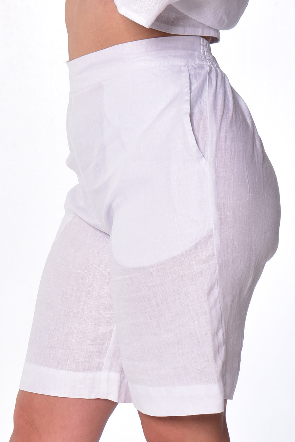 Ladies Linen Bermuda Shorts w/Pockets Flat Front-P.ROSE-Color Options-LLWH2075 - 6 PCS/PRE-PACK