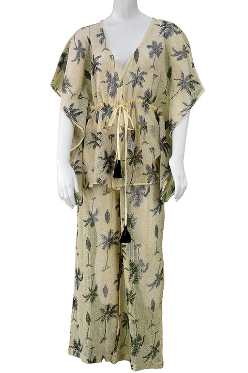 Ladies Pant Set Beach Cover-Up Palm Trees Mesh Fabric by Azucar - LMST3612 - 6 PCS/PRE-PACK