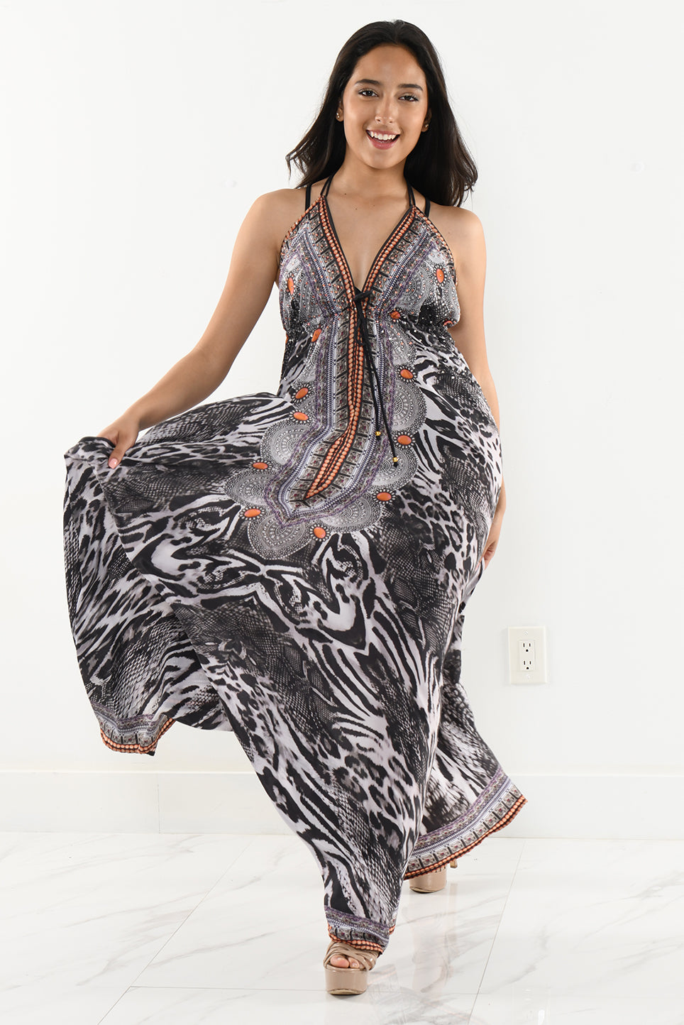 Women's Swim Cover-Up Backless Maxi Dress Summer BLACK by AZUCAR - LPD239 - 6 PCS/PRE-PACK