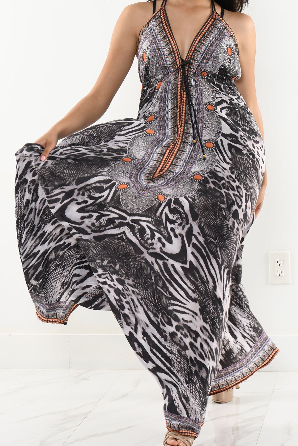 Women's Swim Cover-Up Backless Maxi Dress Summer BLACK by AZUCAR - LPD239 - 6 PCS/PRE-PACK