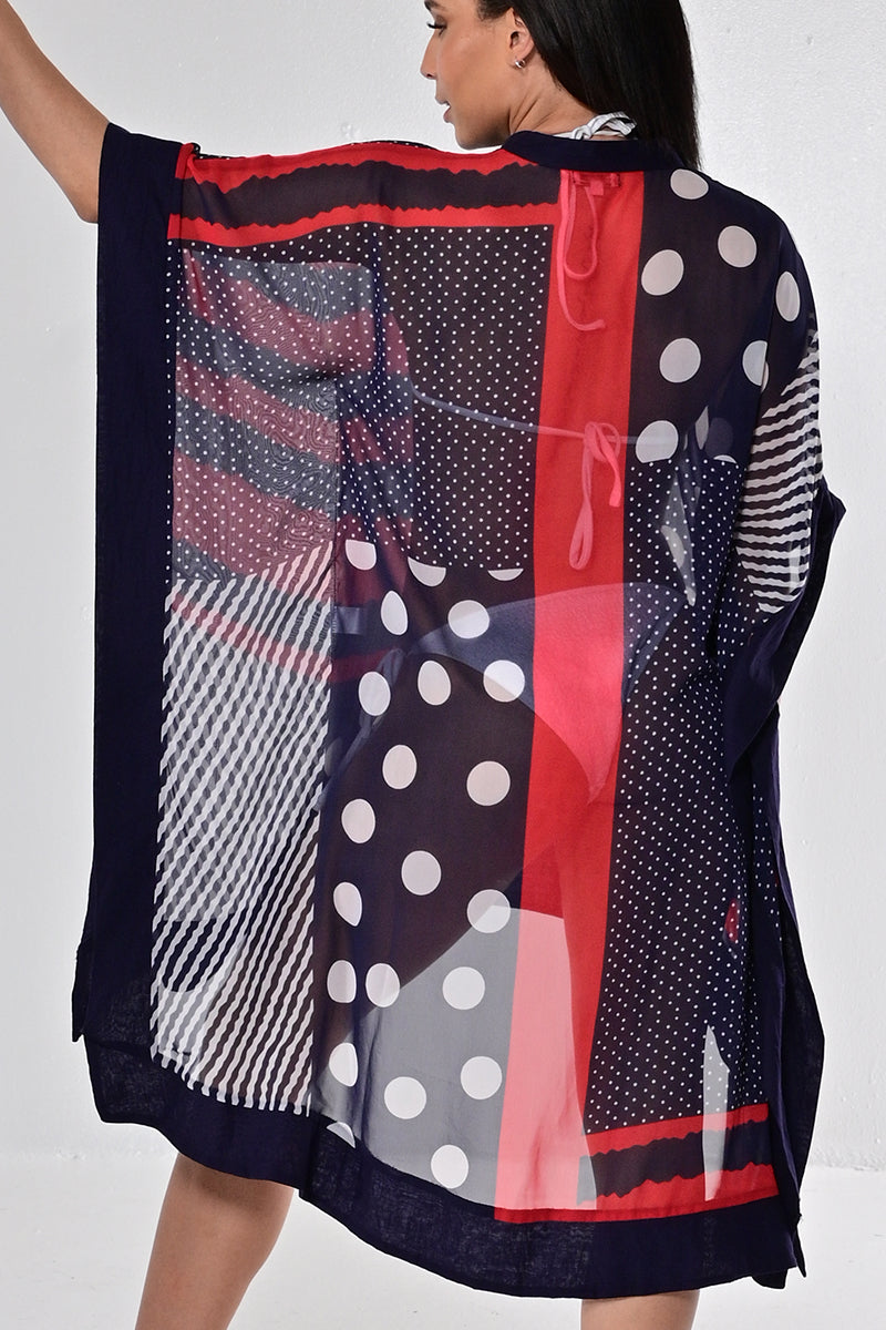 Ladies Bathing Suit Cover-Up Sheer V-Neck-BLACK/WHITE-Color Options-LPT1448 - 6 PCS/PRE-PACK