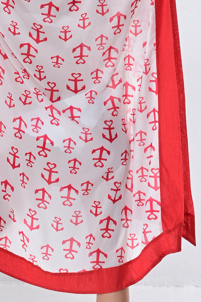Women's Sheer Swim Cover-Up Nautical Anchors Square by AZUCAR-NAVY/WHITE-Color Options - LPT1747 - 6 PCS/PRE-PACK