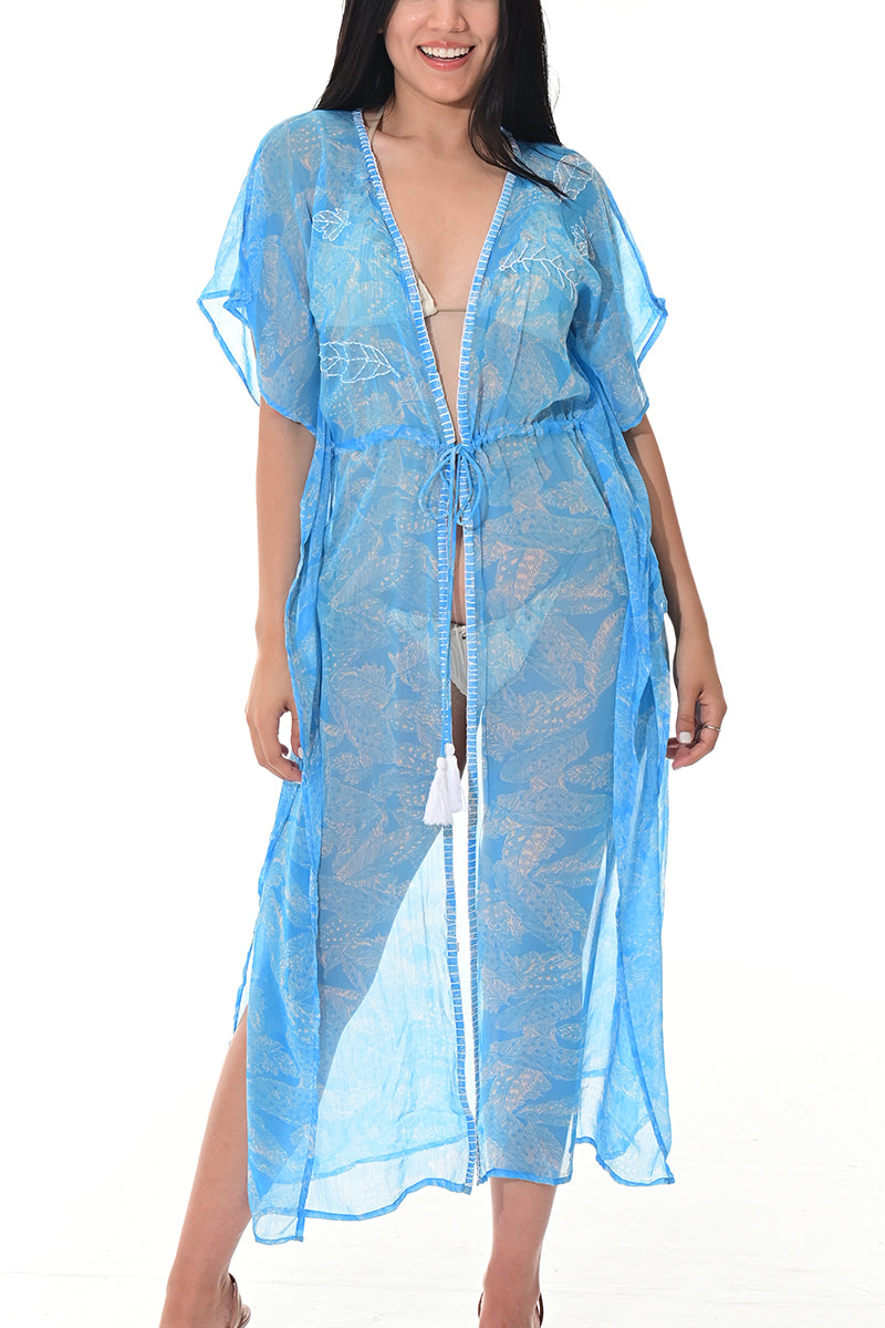 Ladies Beach Cover-Up Long Open Front by AZUCAR - LT. BLUE - LPT238 - 6 PCS/PRE-PACK