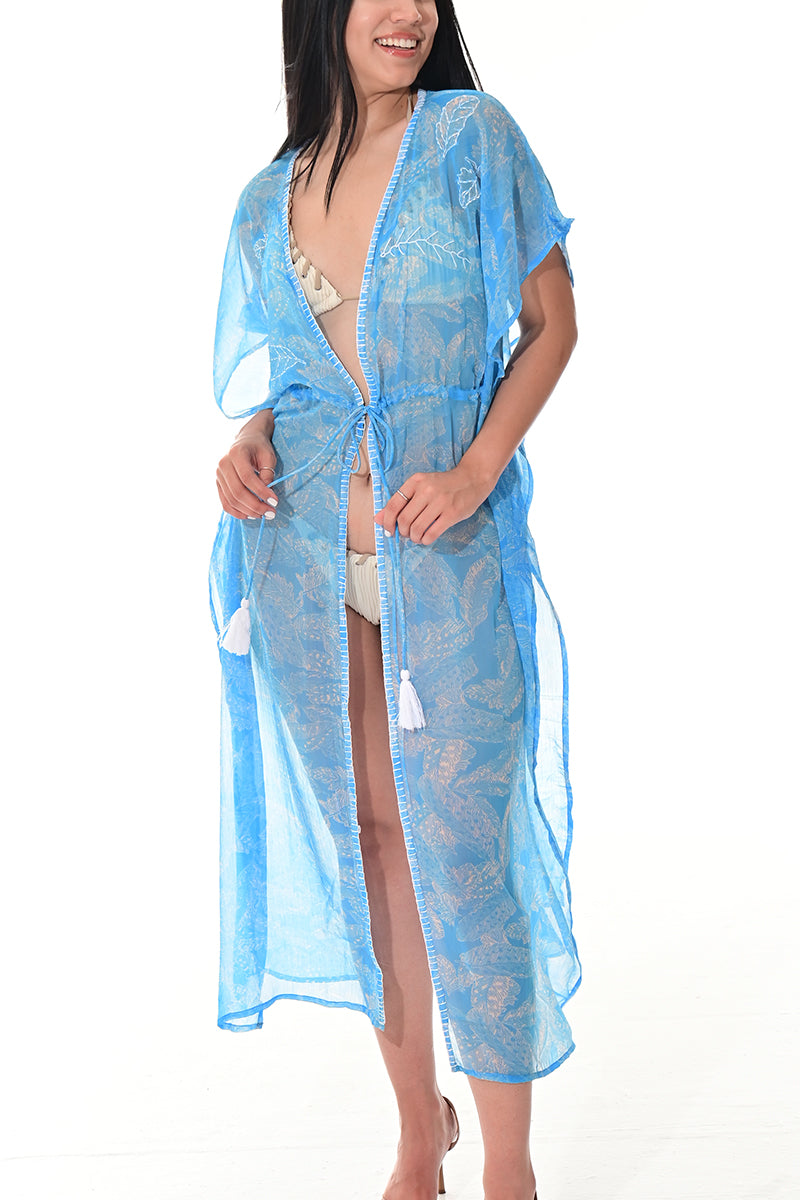 Ladies Beach Cover-Up Long Open Front by AZUCAR - LT. BLUE - LPT238 - 6 PCS/PRE-PACK