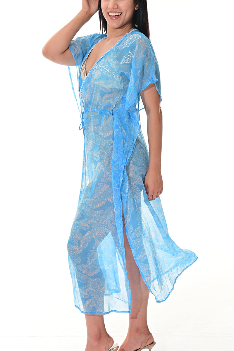 Ladies Beach Cover-Up Long Open Front by AZUCAR - LT. BLUE - LPT238 - 6 PCS/PRE-PACK