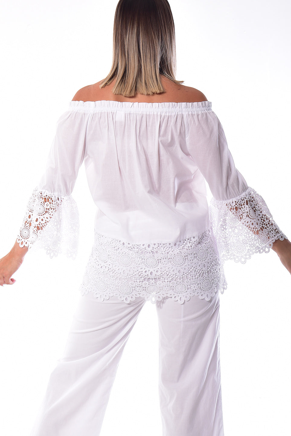 Ladies L/S Off-The-Shoulder Top w/Lace by Azucar - LRPB947 - 6 PCS/PRE-PACK