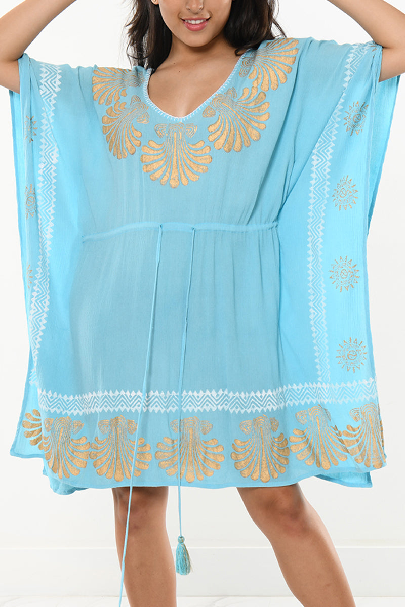 Ladies Bathing Suit Kaftan Beach Cover-Up w/Tassels by AZUCAR - LRT205 - 6 PCS/PRE-PACK