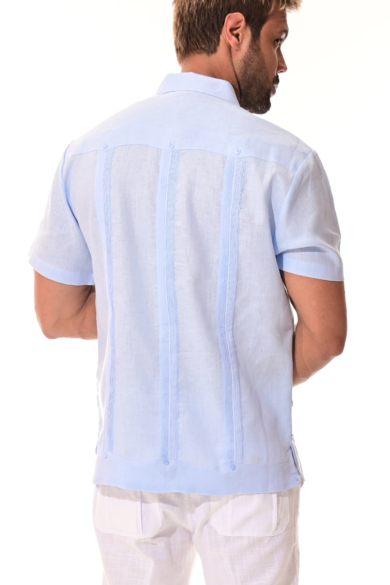 Men 100% Linen Classic S/S Guayabera WHITE-Color Options-LS399 - 6 PCS/PRE-PACK