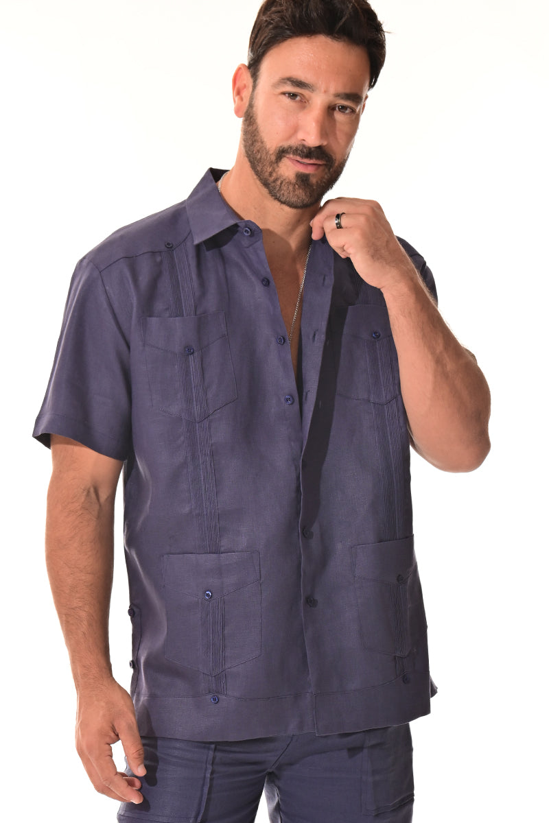 Men 100% Linen Classic S/S Guayabera WHITE-Color Options-LS399 - 6 PCS/PRE-PACK