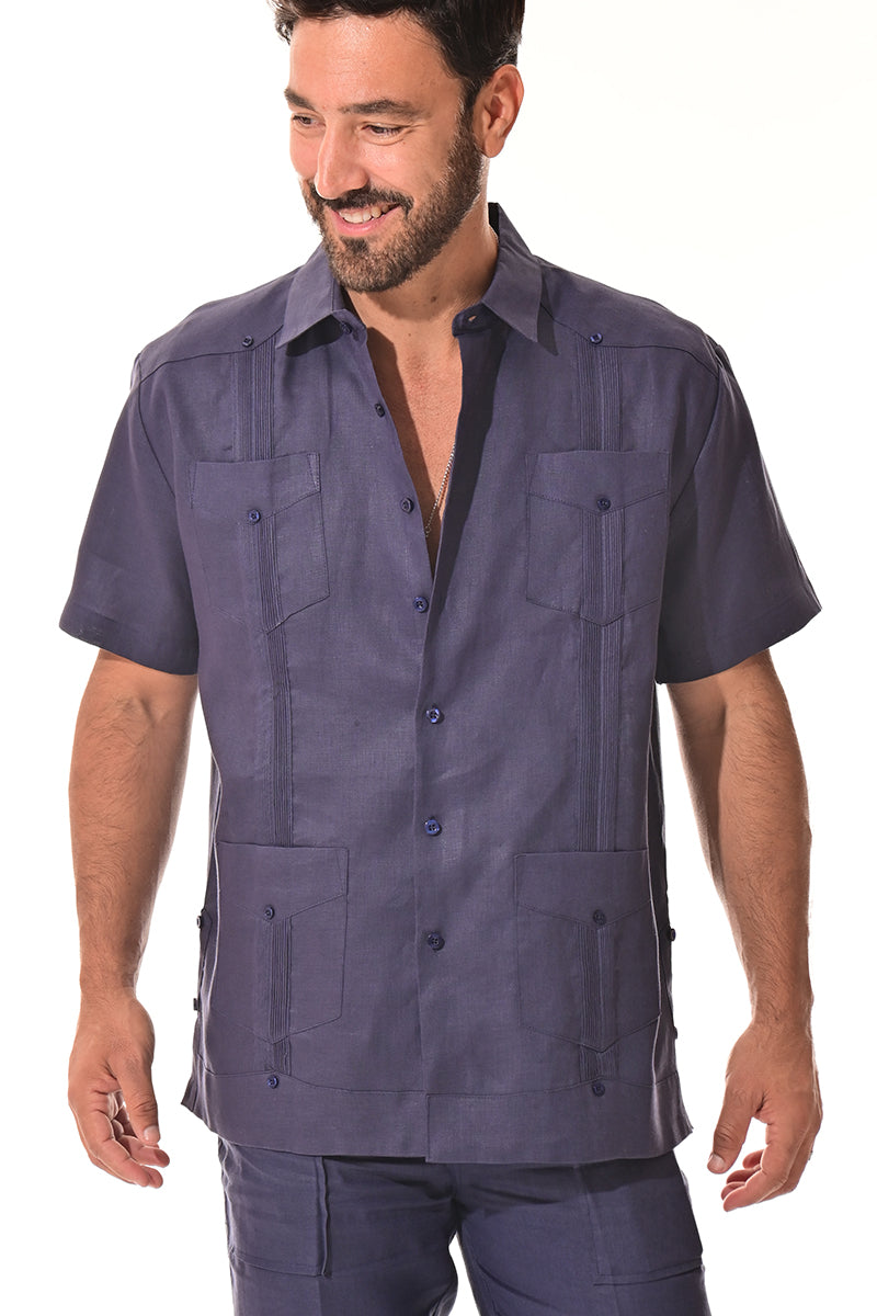 Men 100% Linen Classic S/S Guayabera WHITE-Color Options-LS399 - 6 PCS/PRE-PACK