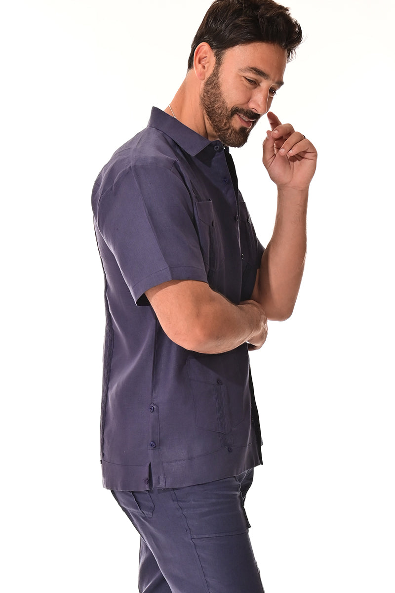 Men 100% Linen Classic S/S Guayabera WHITE-Color Options-LS399 - 6 PCS/PRE-PACK