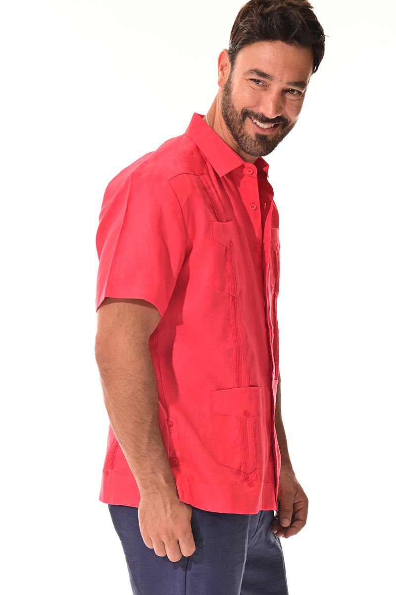 Men 100% Linen Classic S/S Guayabera WHITE-Color Options-LS399 - 6 PCS/PRE-PACK