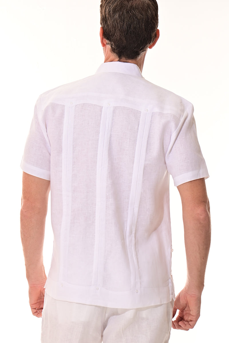 Men 100% Linen Classic S/S Guayabera WHITE-Color Options-LS399 - 6 PCS/PRE-PACK