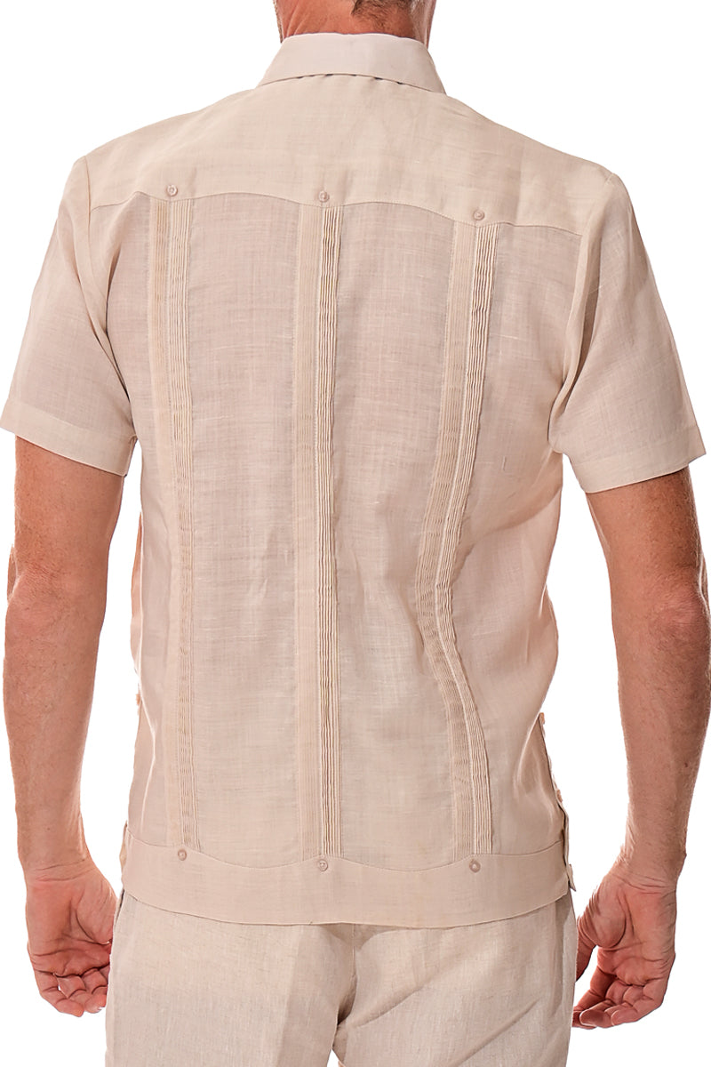 Men Short Sleeve Guayabera Linen 4 Pocket Traditional-NAVY-Color Options-LS499 - 6 PCS/PRE-PACK