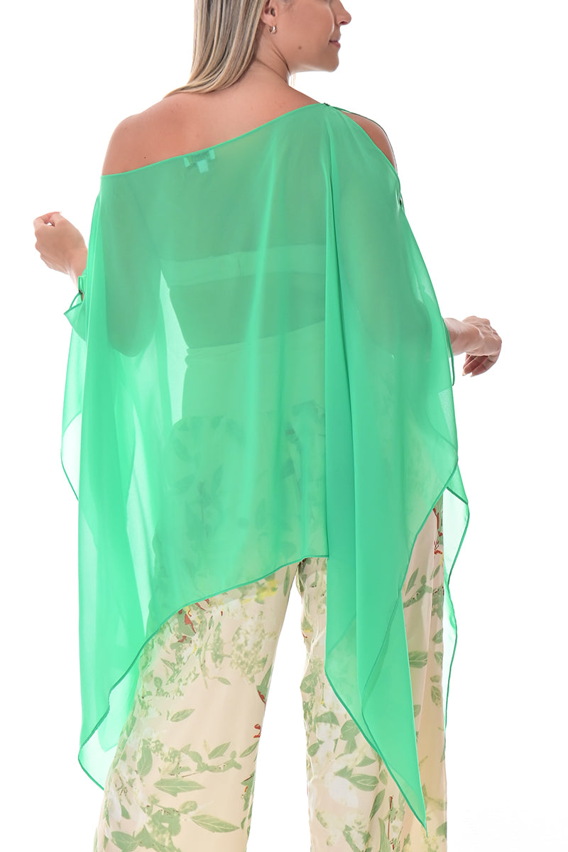 Ladies Shear Shrug Poncho Light Weight Off-the-Shoulder by AZUCAR - GREEN - Color Options - LSB3110 - 6 PCS/PRE-PACK