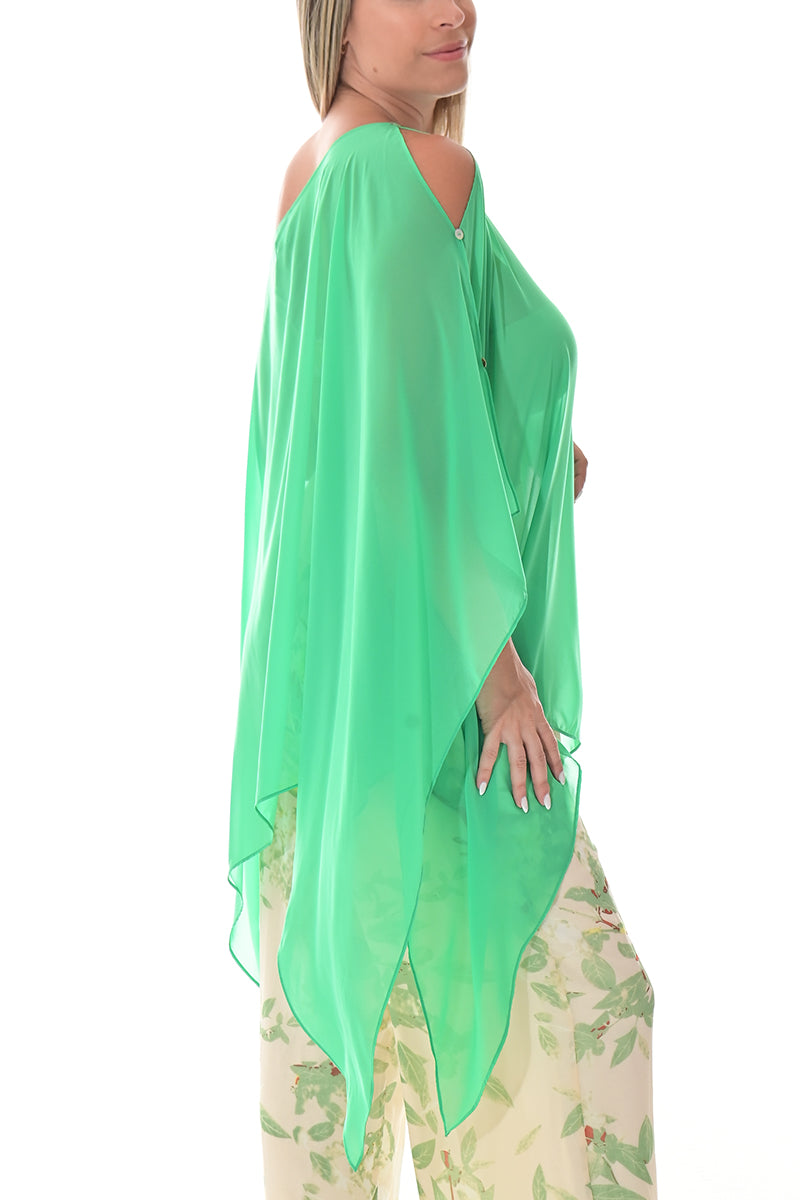 Ladies Shear Shrug Poncho Light Weight Off-the-Shoulder by AZUCAR - GREEN - Color Options - LSB3110 - 6 PCS/PRE-PACK