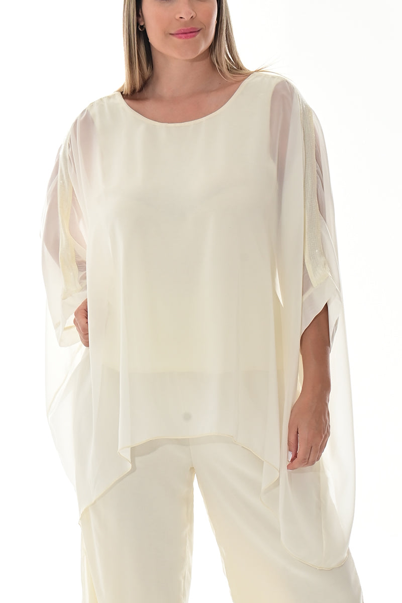 Ladies Sheer Top Loose Sequin Dolman Sleeve-ORANGE-Color Options-LSB401 - 6 PCS/PRE-PACK