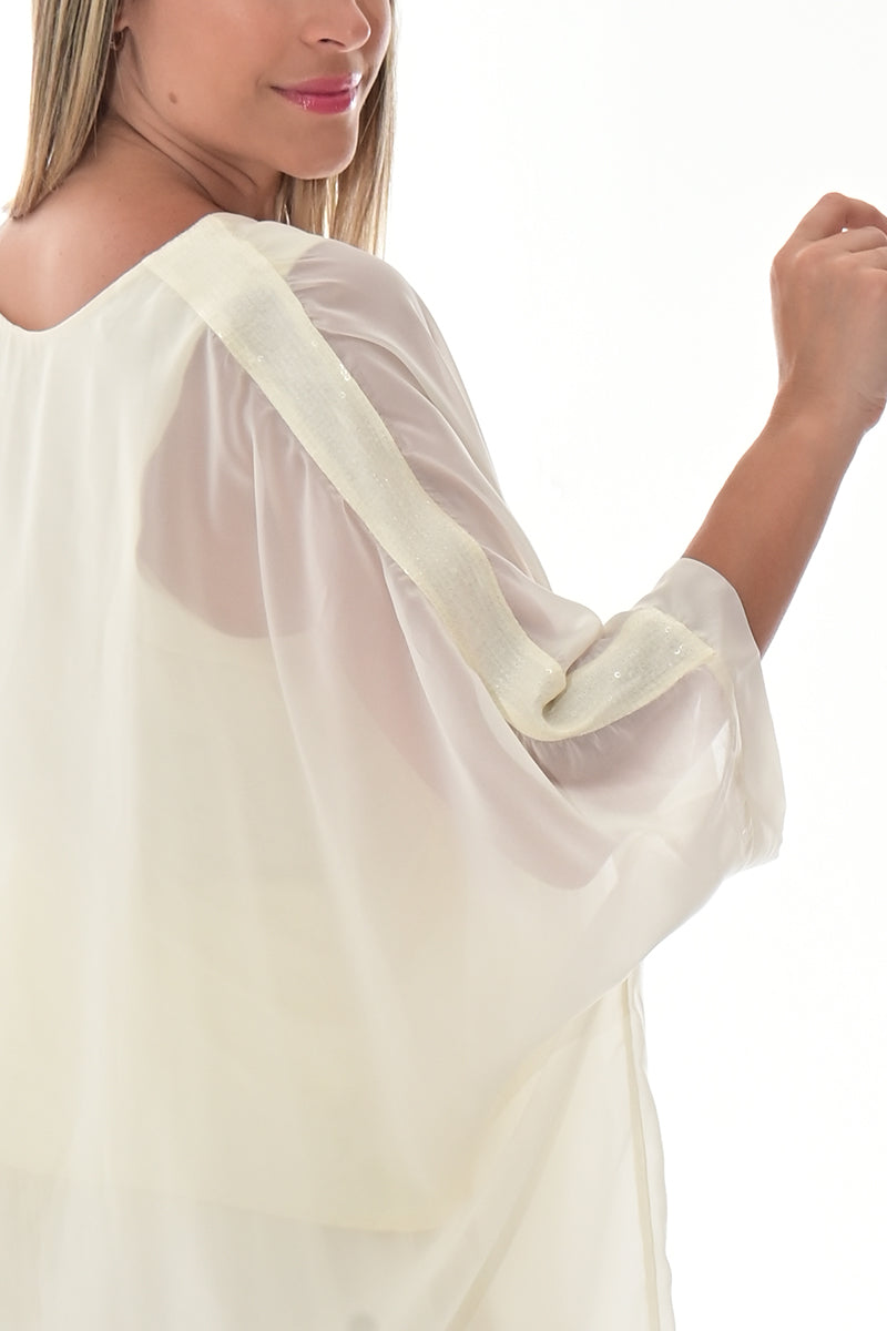 Ladies Sheer Top Loose Sequin Dolman Sleeve-ORANGE-Color Options-LSB401 - 6 PCS/PRE-PACK