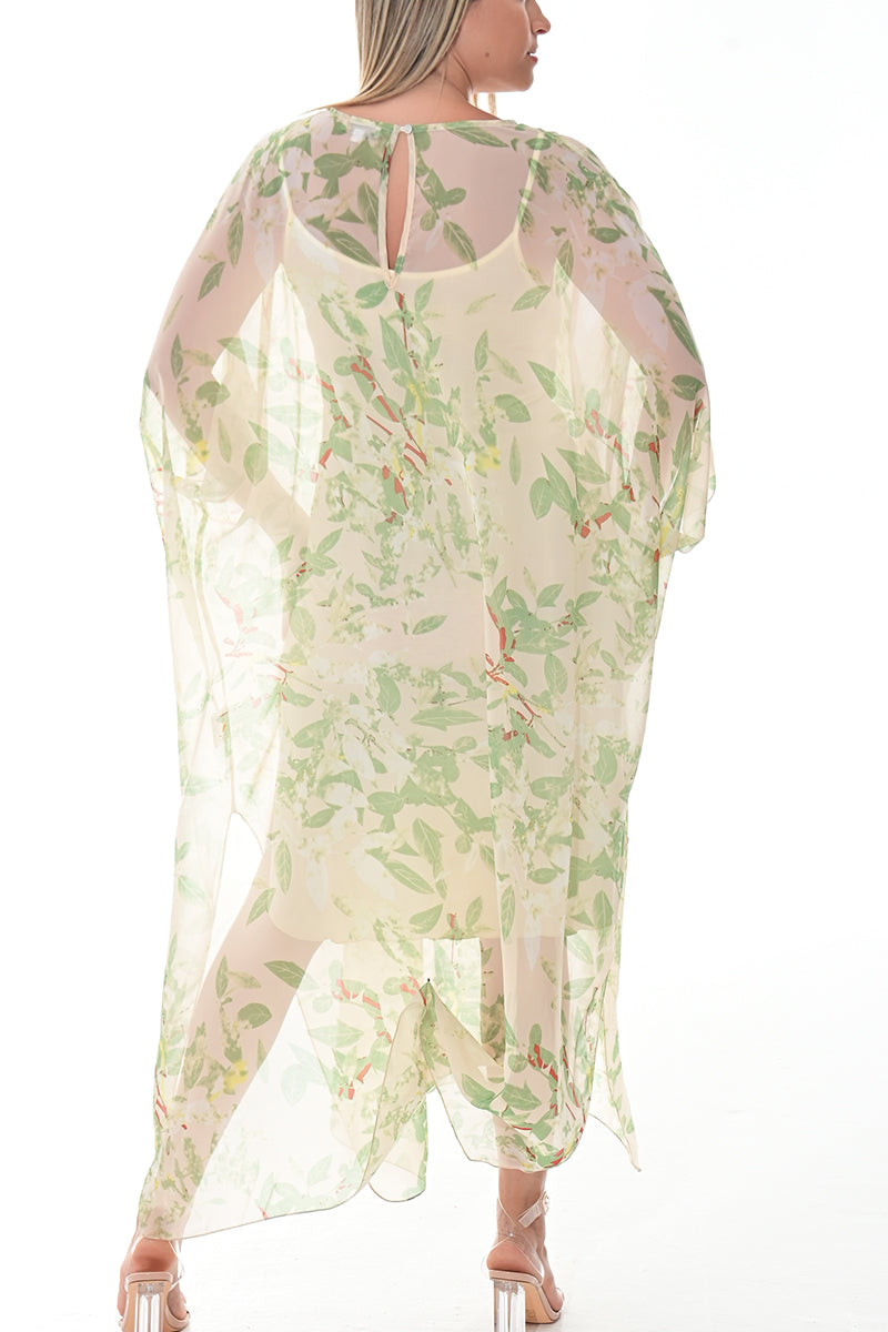 Ladies Maxi Dress Loose Dolman Sleeve by AZUCAR-GREEN FLORAL-Color Options-LSB421 - 6 PCS/PRE-PACK
