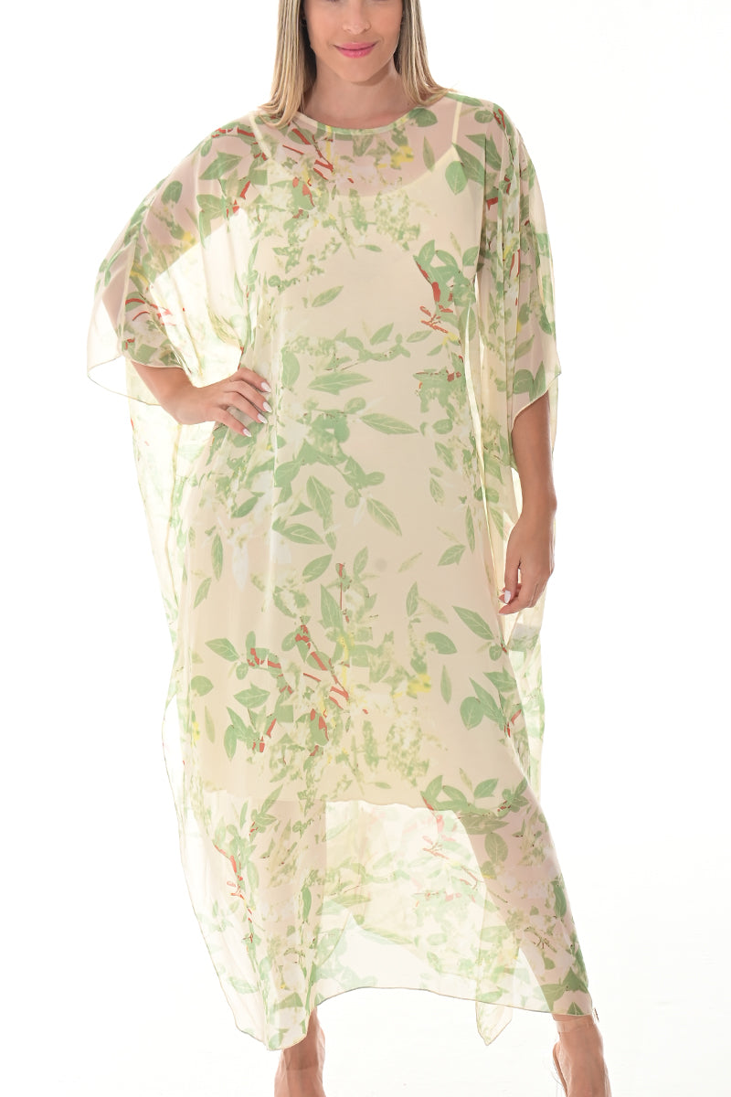 Ladies Maxi Dress Loose Dolman Sleeve by AZUCAR-GREEN FLORAL-Color Options-LSB421 - 6 PCS/PRE-PACK