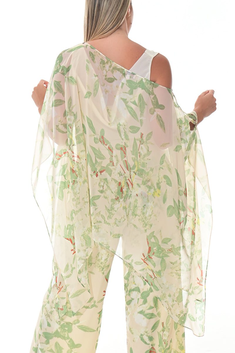 Ladies Shear Shrug Poncho Light Weight Off-the-Shoulder by AZUCAR - GREEN FLORAL - Color Options - LSB422 - 6 PCS/PRE-PACK