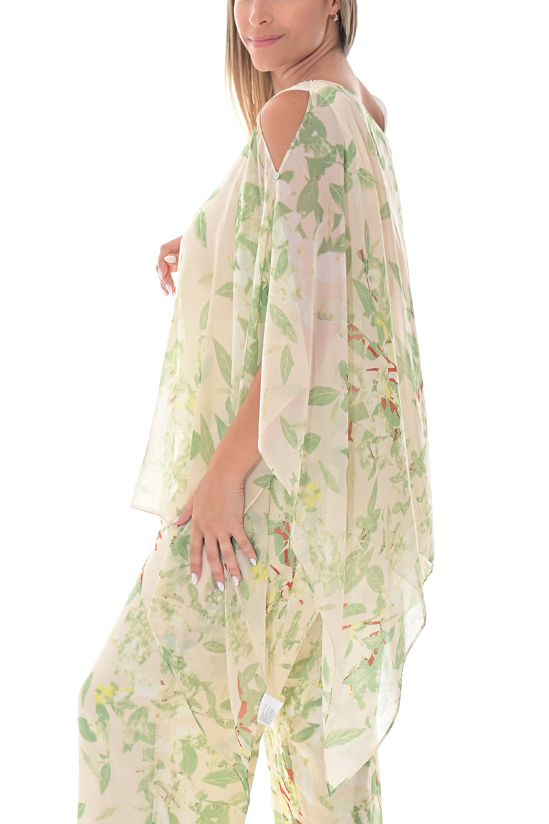 Ladies Shear Shrug Poncho Light Weight Off-the-Shoulder by AZUCAR - GREEN FLORAL - Color Options - LSB422 - 6 PCS/PRE-PACK