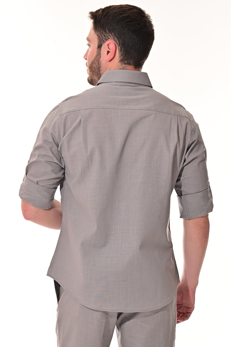 Men Cotton Gauze Roll-Up Sleeve - NAVY - Color Options - MCL02