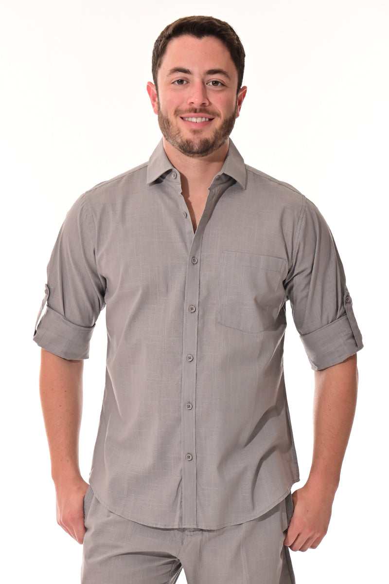 Men Cotton Gauze Roll-Up Sleeve - NAVY - Color Options - MCL02