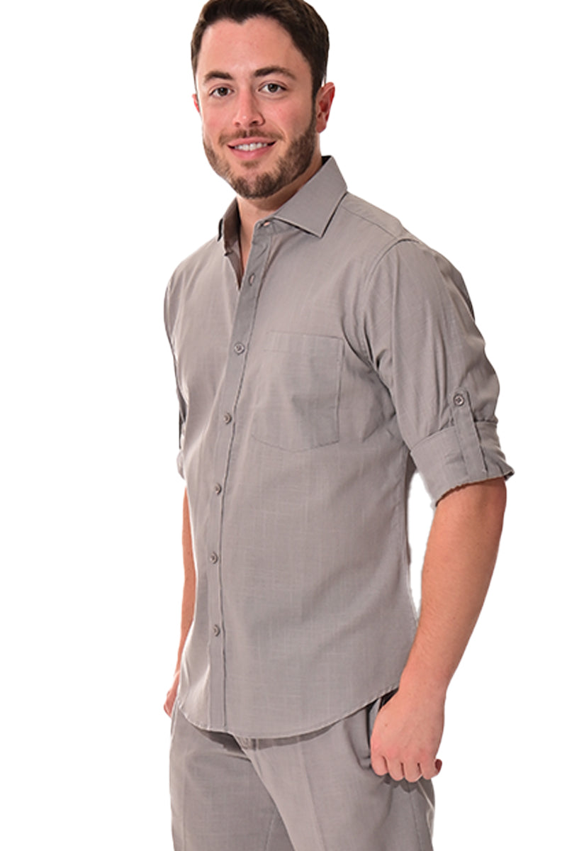 Men Cotton Gauze Roll-Up Sleeve - NAVY - Color Options - MCL02
