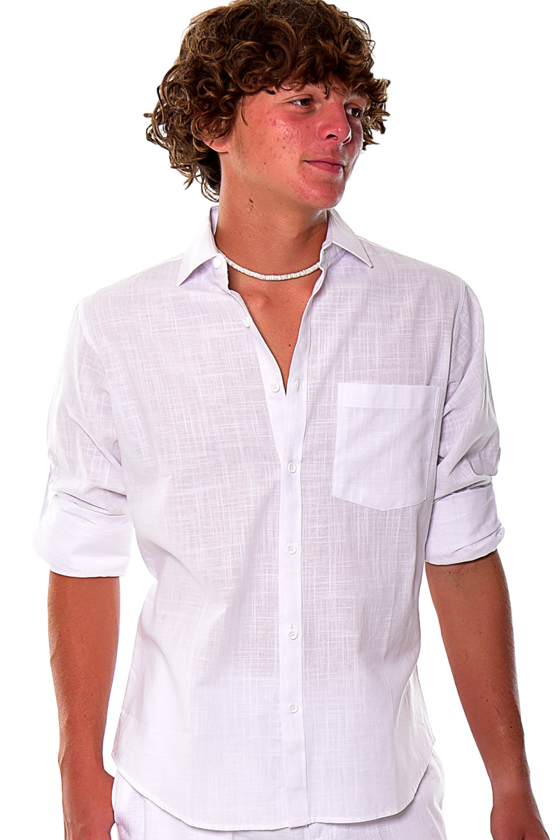 Men Cotton Gauze Roll-Up Sleeve - NAVY - Color Options - MCL02