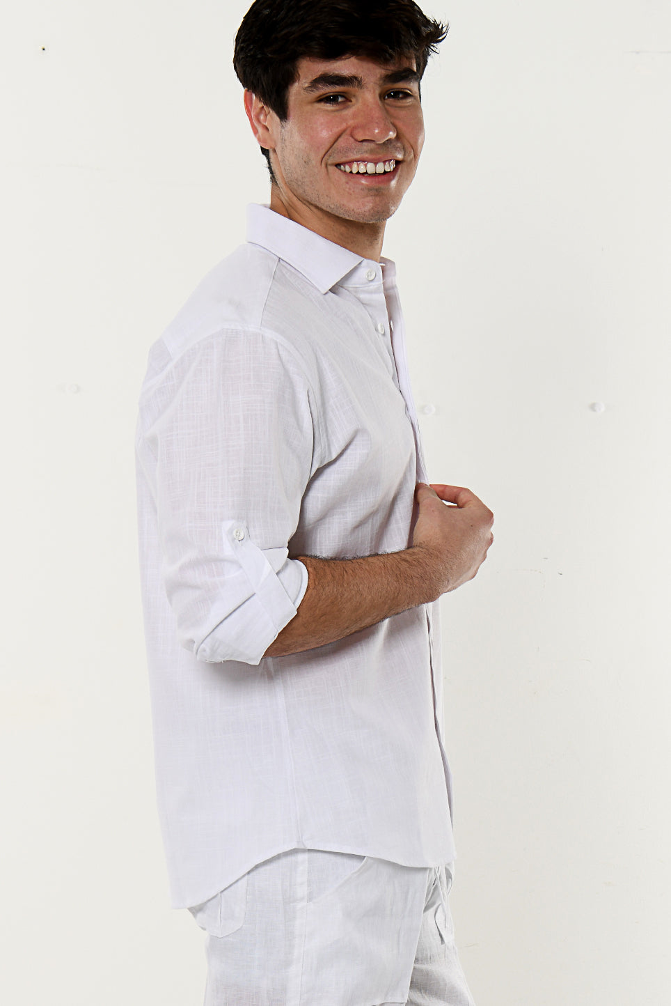 Men Cotton Gauze Roll-Up Sleeve - NAVY - Color Options - MCL02