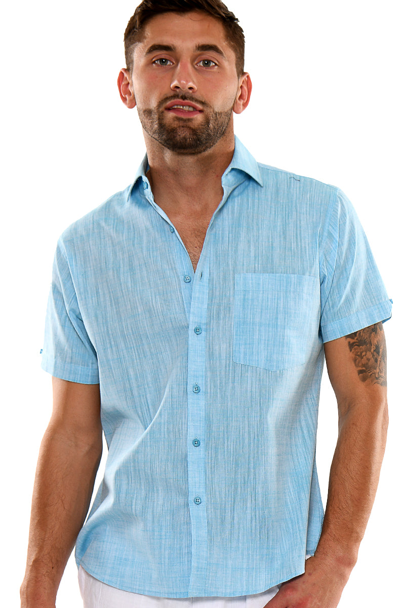 Men's Cotton Wash Short Sleeve Shirt w/Pocket MCS01