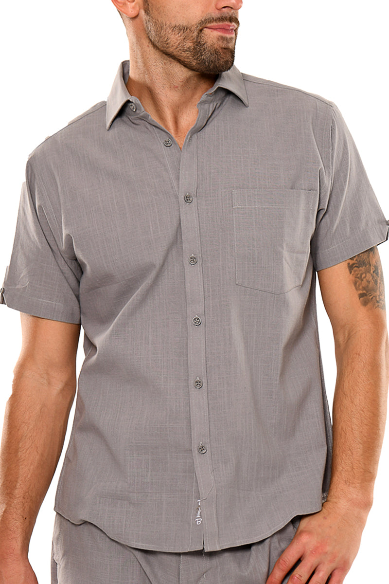 Men's Cotton Wash Short Sleeve Shirt w/Pocket MCS01