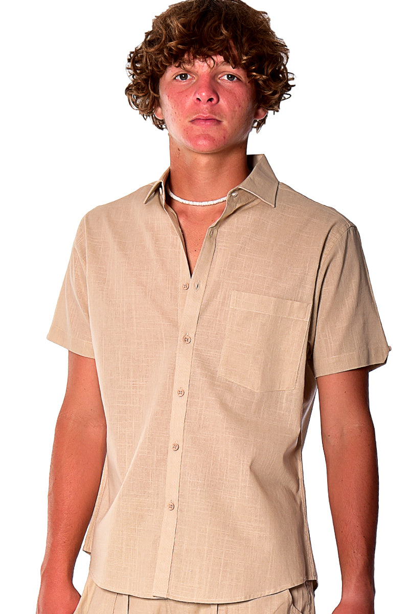 Men's Cotton Wash Short Sleeve Shirt w/Pocket MCS01