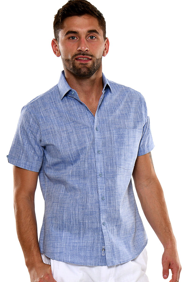 Men's Cotton Wash Short Sleeve Shirt w/Pocket MCS01
