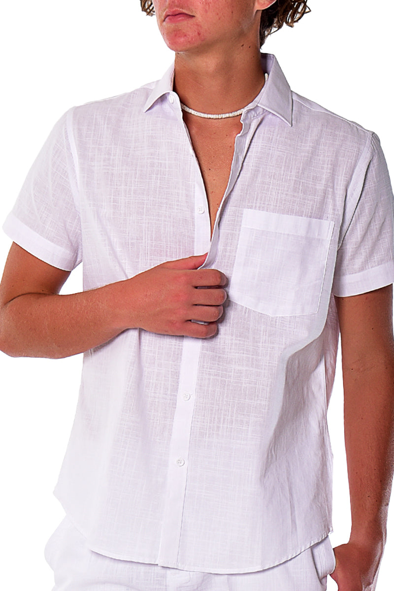 Men's Cotton Wash Short Sleeve Shirt w/Pocket MCS01