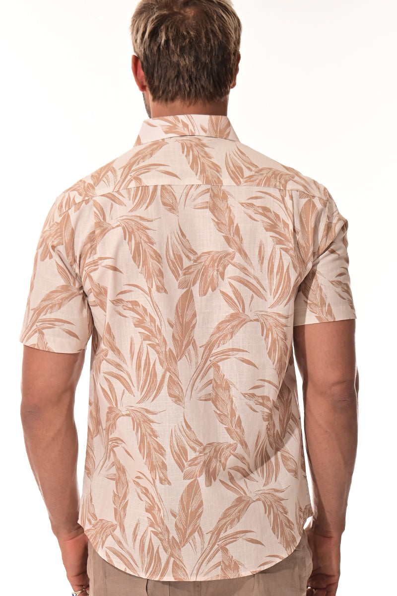 Men Cotton-Gauze Print Short Sleeve Shirt - MCS3264
