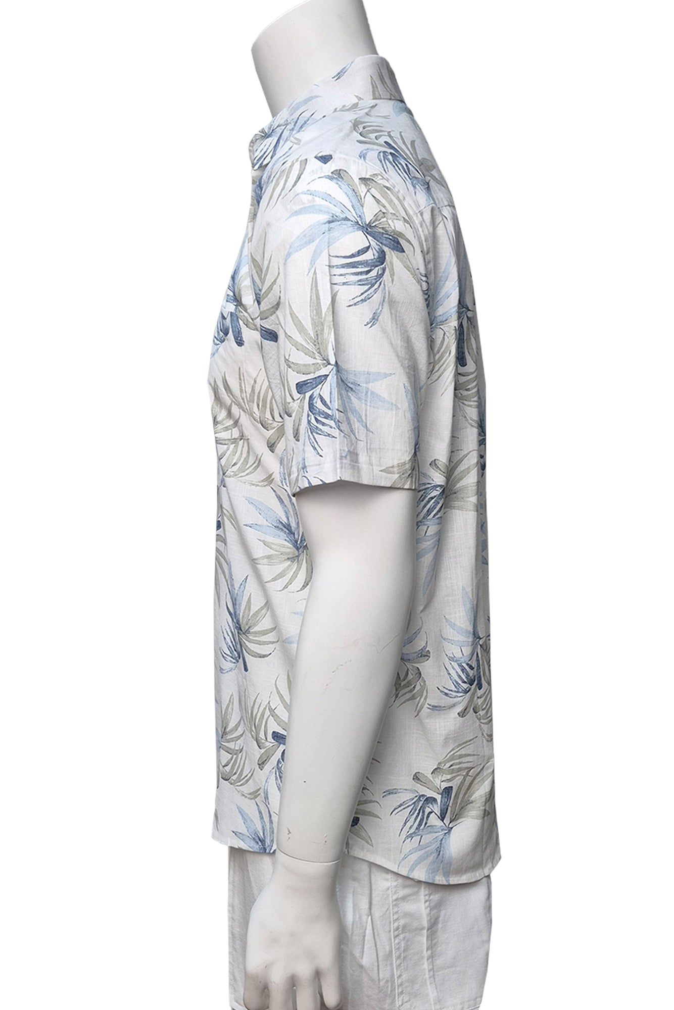 Men Cotton-Gauze Print Short Sleeve Shirt - WHITE/BLUE - BOHIO - MCS3700 - 6 PCS/PRE-PACK