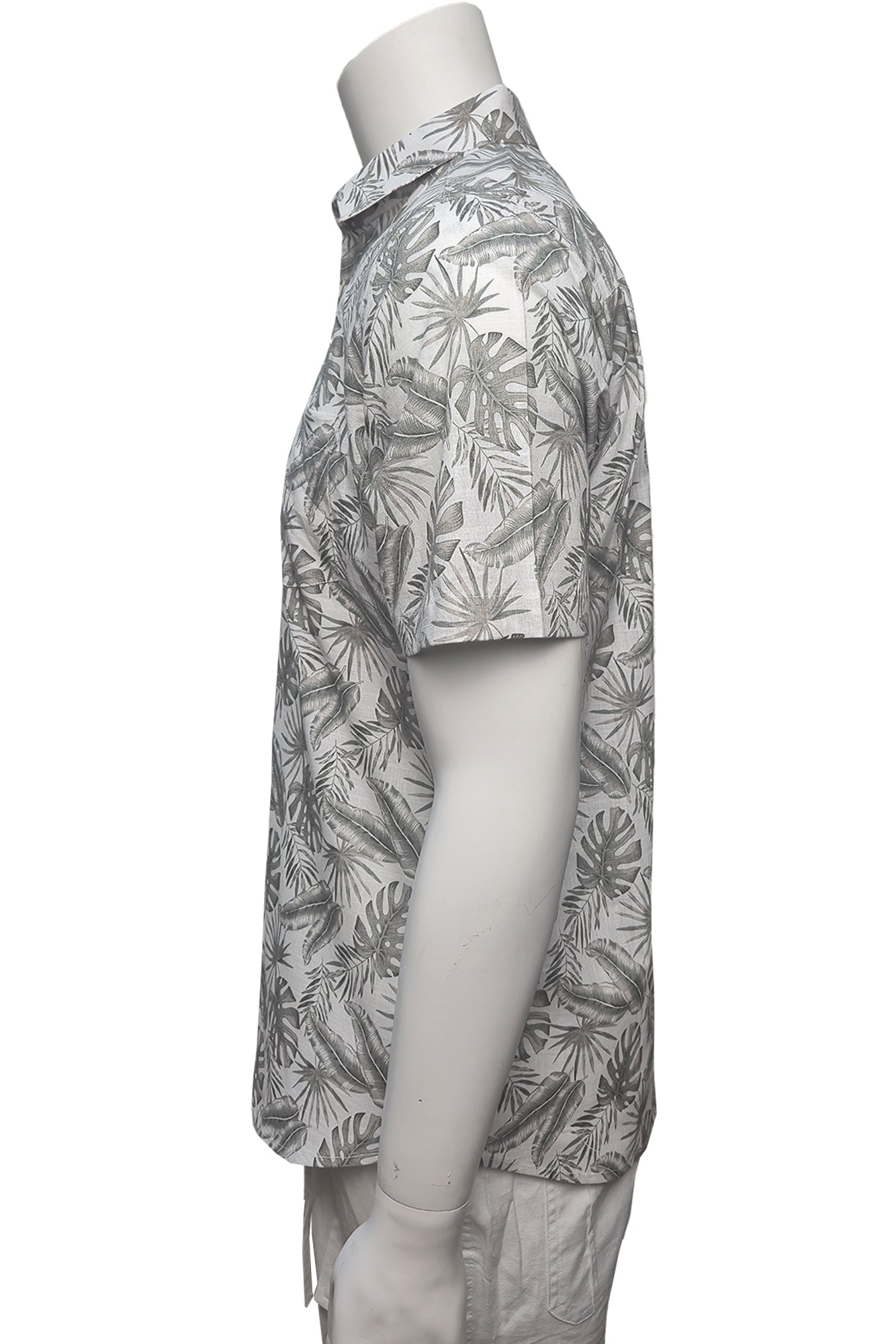 Men Cotton-Gauze Print Short Sleeve Shirt - WHITE/SAGE - BOHIO - MCS3703 - 6 PCS/PRE-PACK