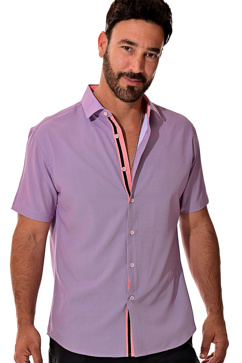 Men Cotton/Poly Spandex Print Short Sleeve Shirt - MCX3189