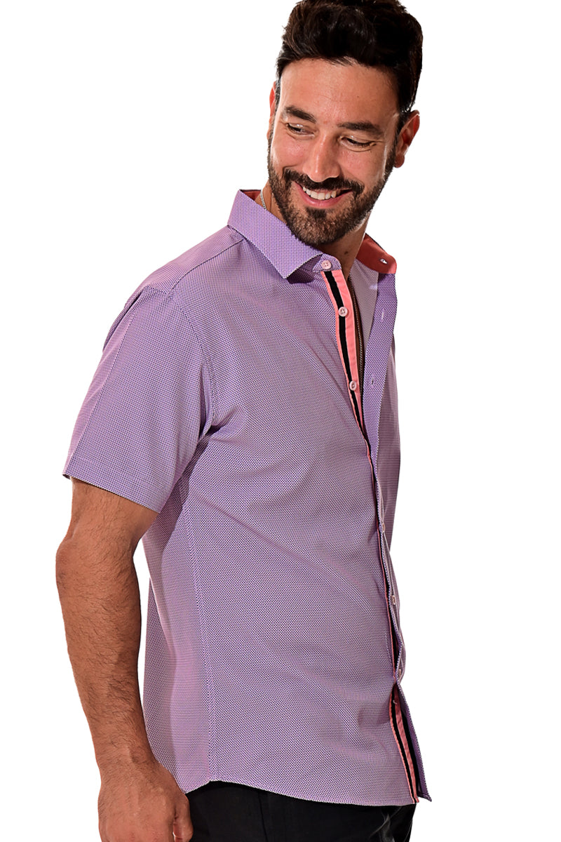 Men Cotton/Poly Spandex Print Short Sleeve Shirt - MCX3189