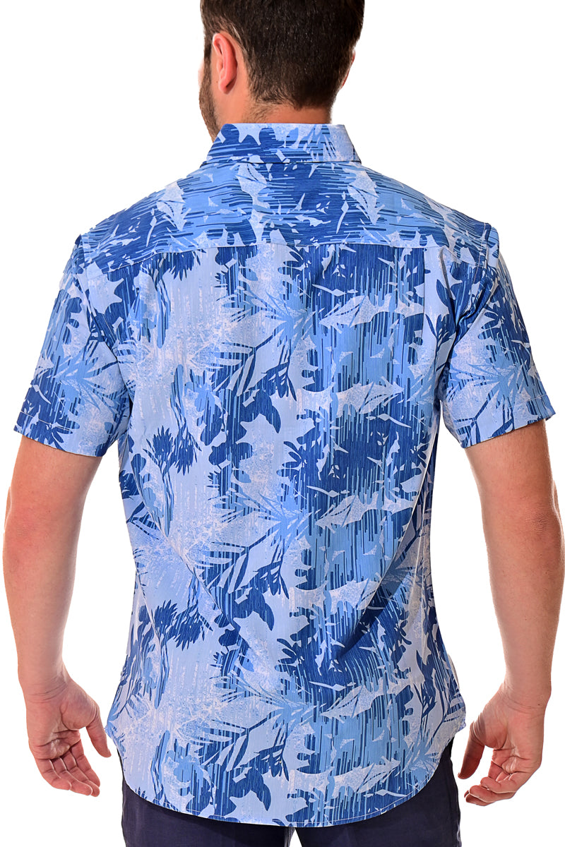 Men Cotton/Poly Spandex Leaf Print Short Sleeve Shirt - MCX3217