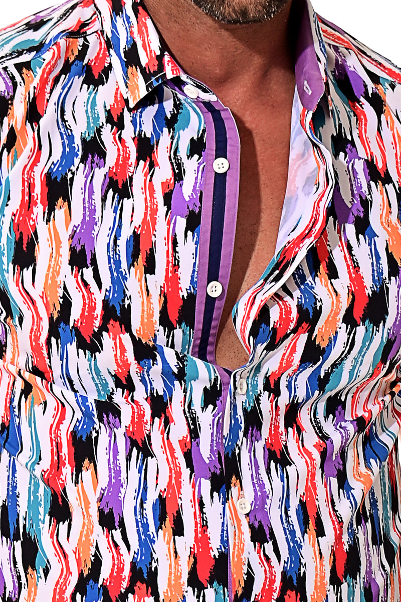 Men Cotton/Poly Spandex Print Short Sleeve Shirt - MCX3227