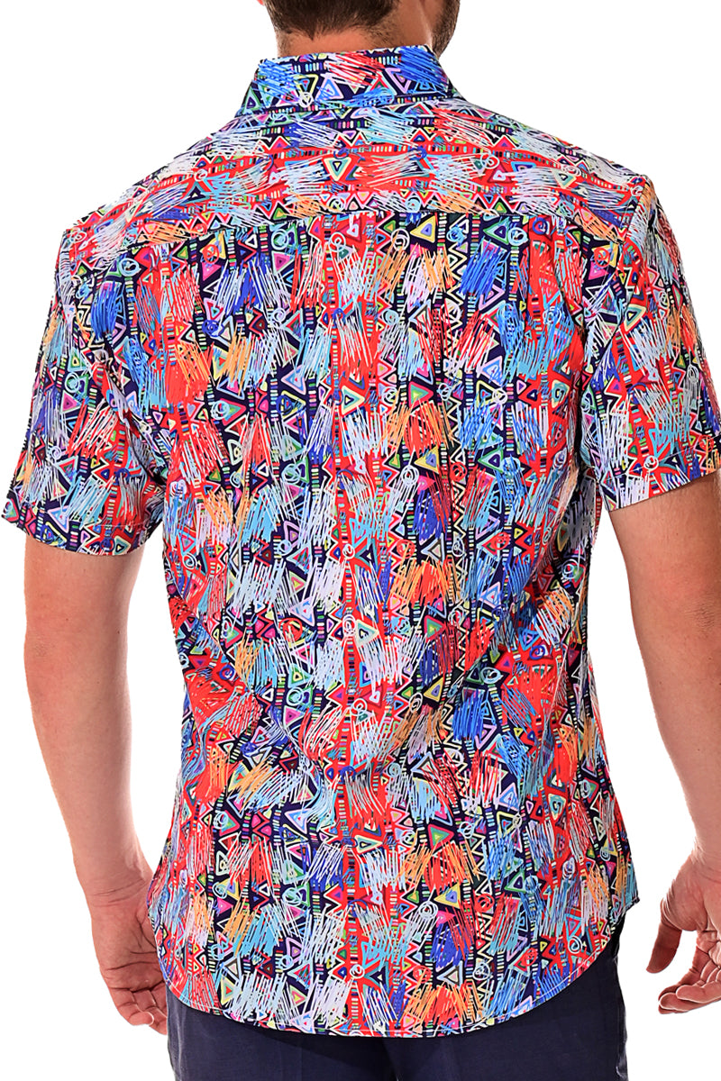 Men Cotton/Poly Spandex Print Short Sleeve Shirt - MCX3231