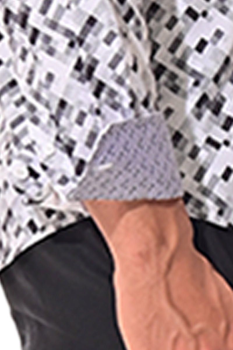 Men's L/S Button Down Shirt w/Contrast Cuff by BOHIO - Grey/Black - MKS3141- 6 PCS/PRE-PACK