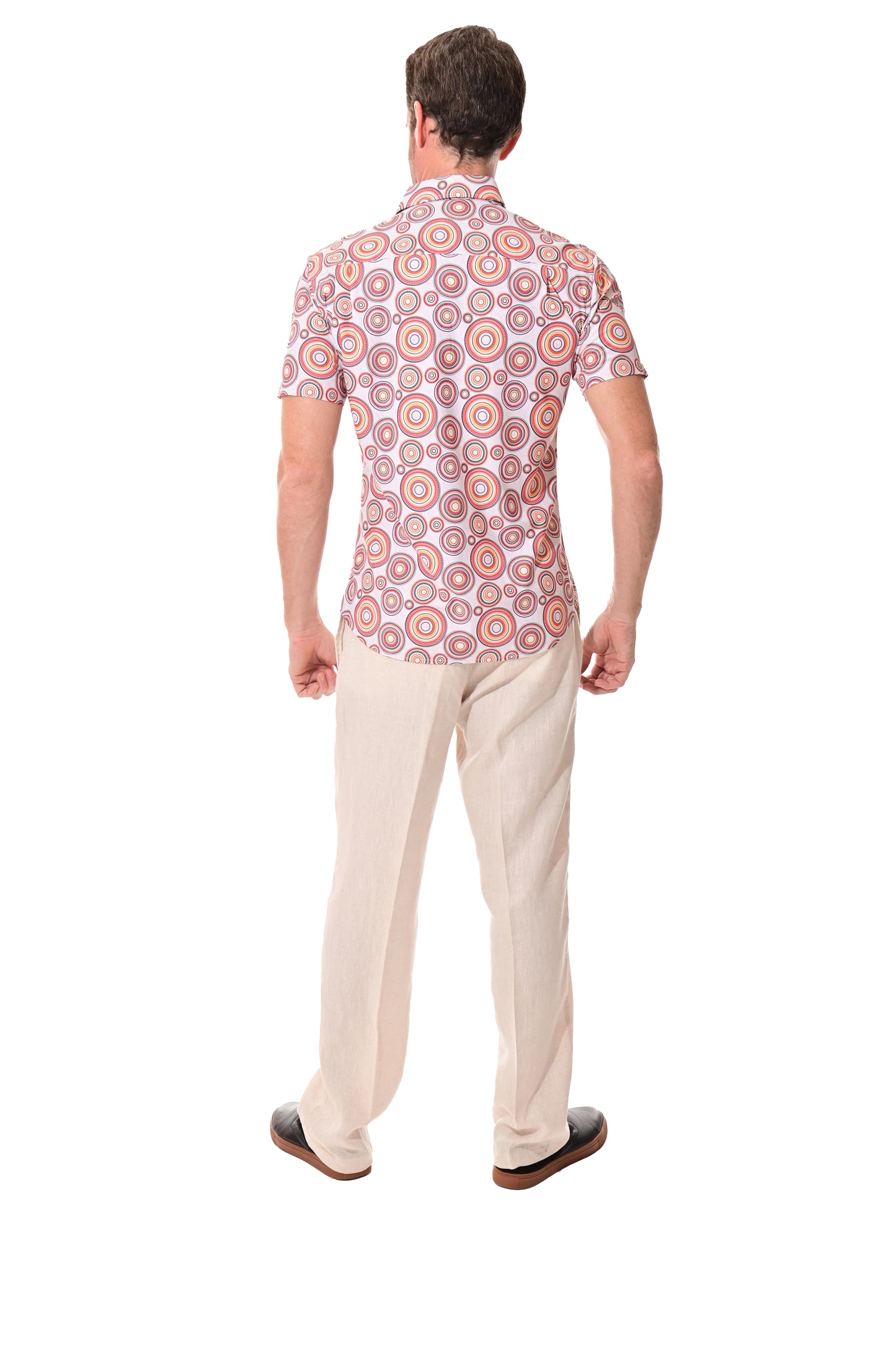 Men's S/S Button Down Shirt fashion Print by BOHIO - BEIGE/PRINT - MKS3169 - 6 PCS/PRE-PACK