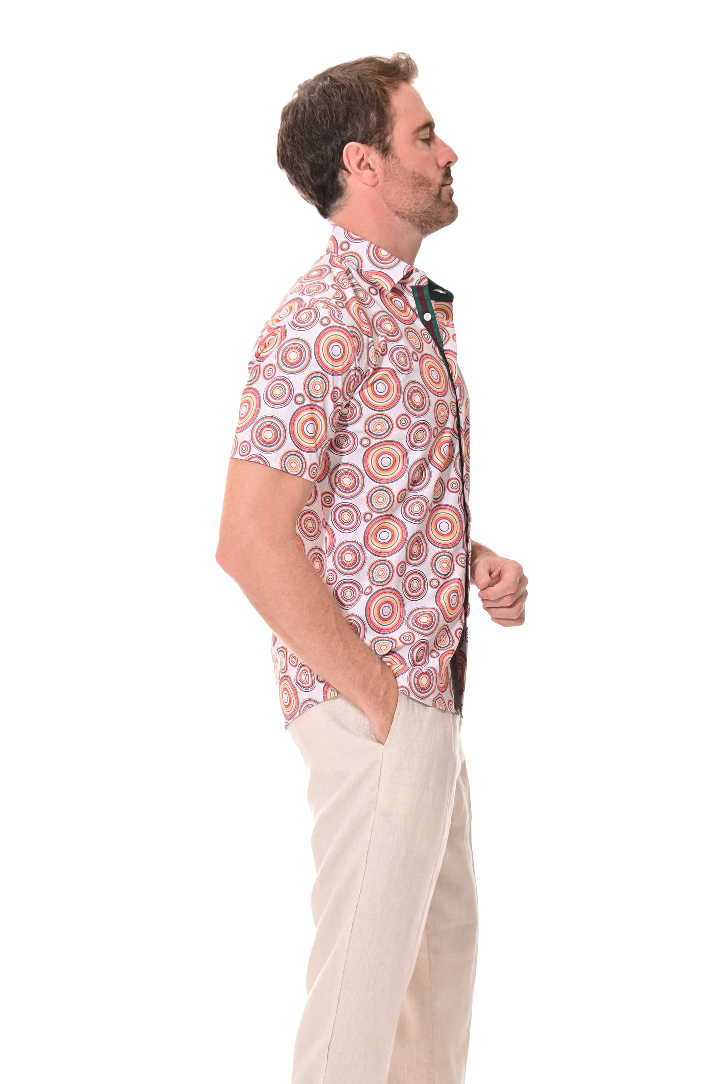 Men's S/S Button Down Shirt fashion Print by BOHIO - BEIGE/PRINT - MKS3169 - 6 PCS/PRE-PACK
