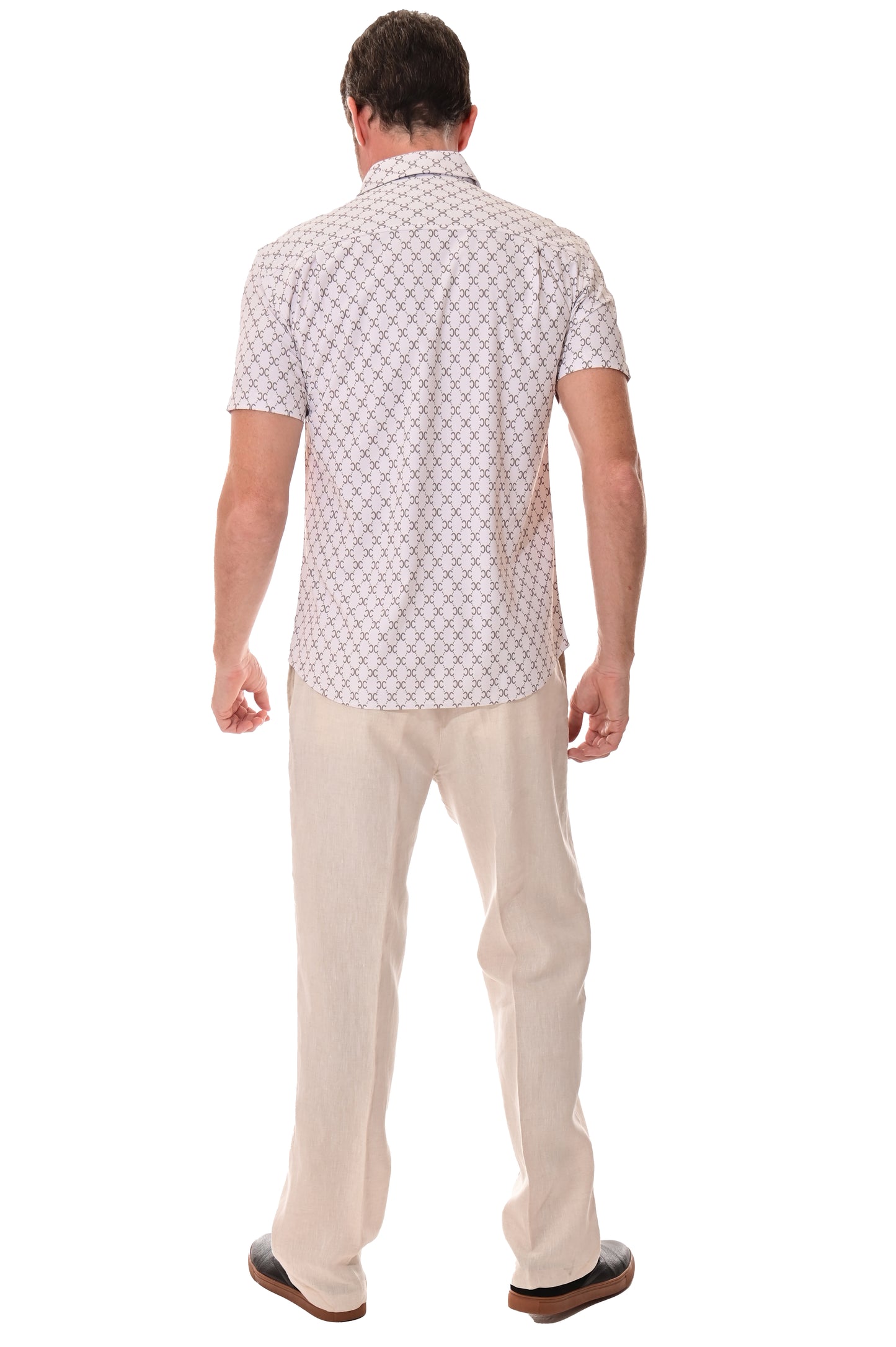 Men's S/S Button Down Shirt fashion Print by BOHIO - BEIGE/PRINT - MKS3174 - 6 PCS/PRE-PACK