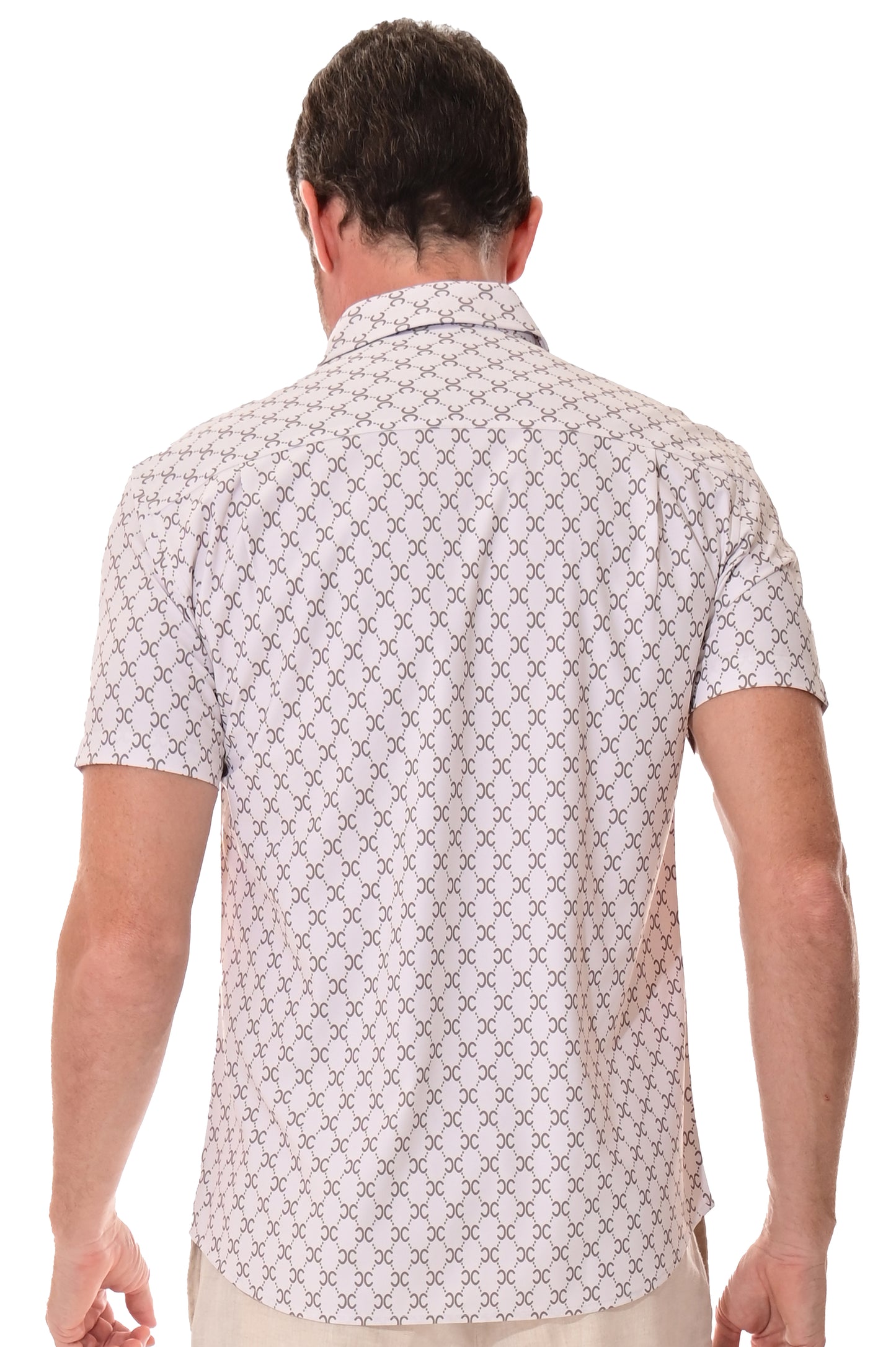 Men's S/S Button Down Shirt fashion Print by BOHIO - BEIGE/PRINT - MKS3174 - 6 PCS/PRE-PACK